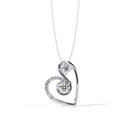 Two-Stone Diamond Swirl Heart Pendant