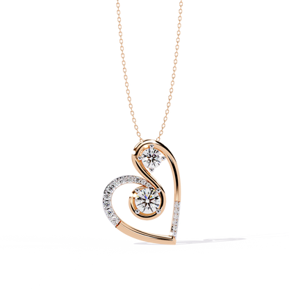 Two-Stone Diamond Swirl Heart Pendant