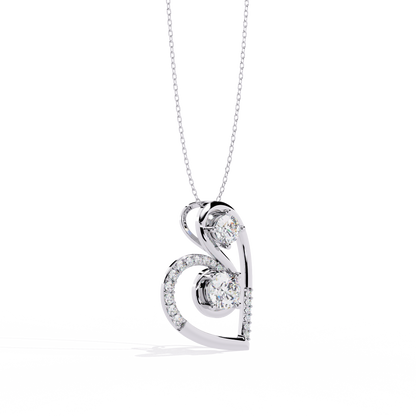 Two-Stone Diamond Swirl Heart Pendant