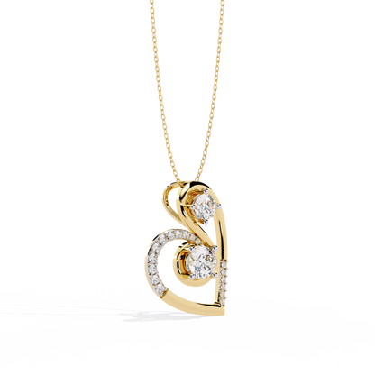 Two-Stone Diamond Swirl Heart Pendant