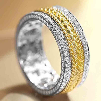 Elegant Two-Tone Braided Pavé Diamond Eternity Band