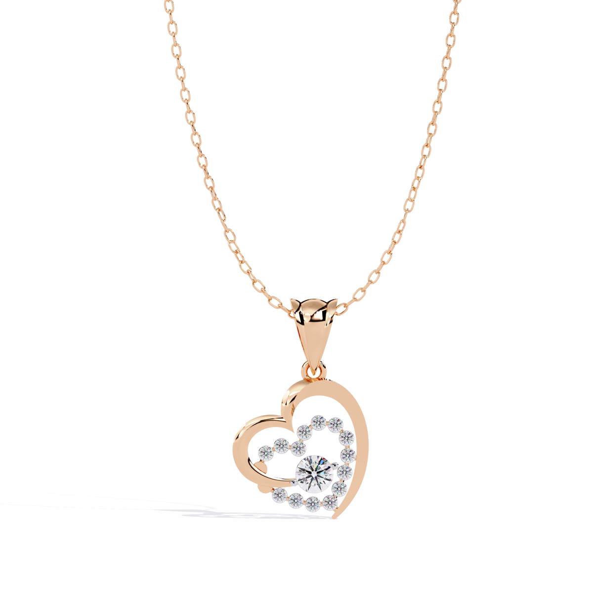 Elegant Double Heart Diamond Pendant