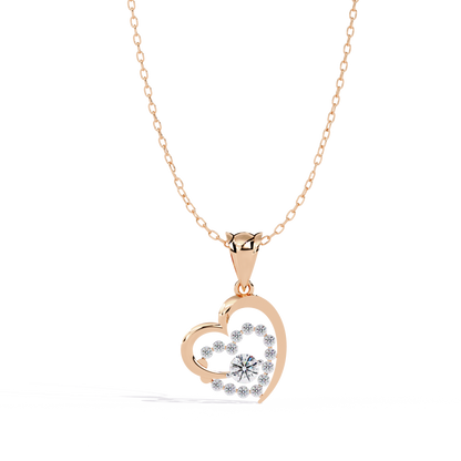 Elegant Double Heart Diamond Pendant