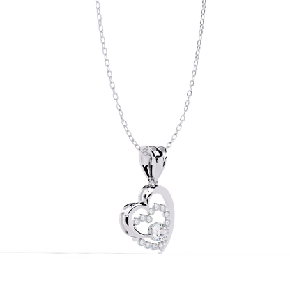 Elegant Double Heart Diamond Pendant