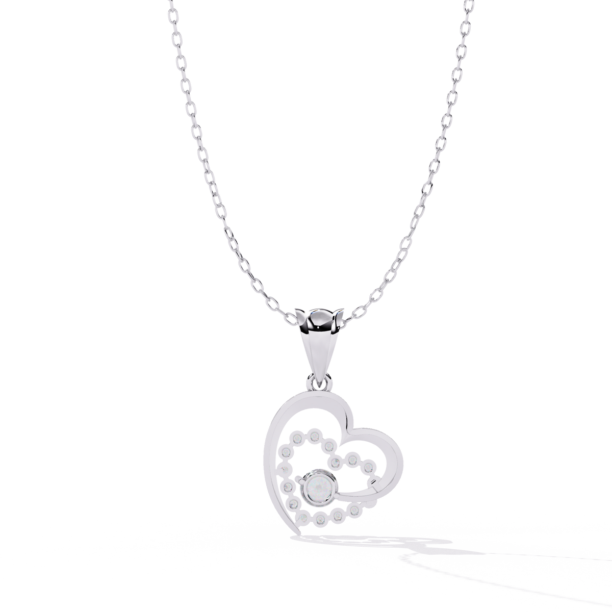 Elegant Double Heart Diamond Pendant