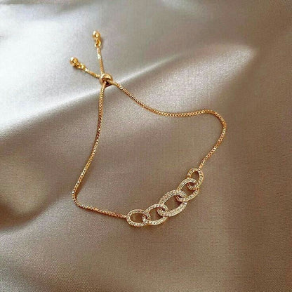 Elegant Interlocking Link Pavé Bolo Bracelet