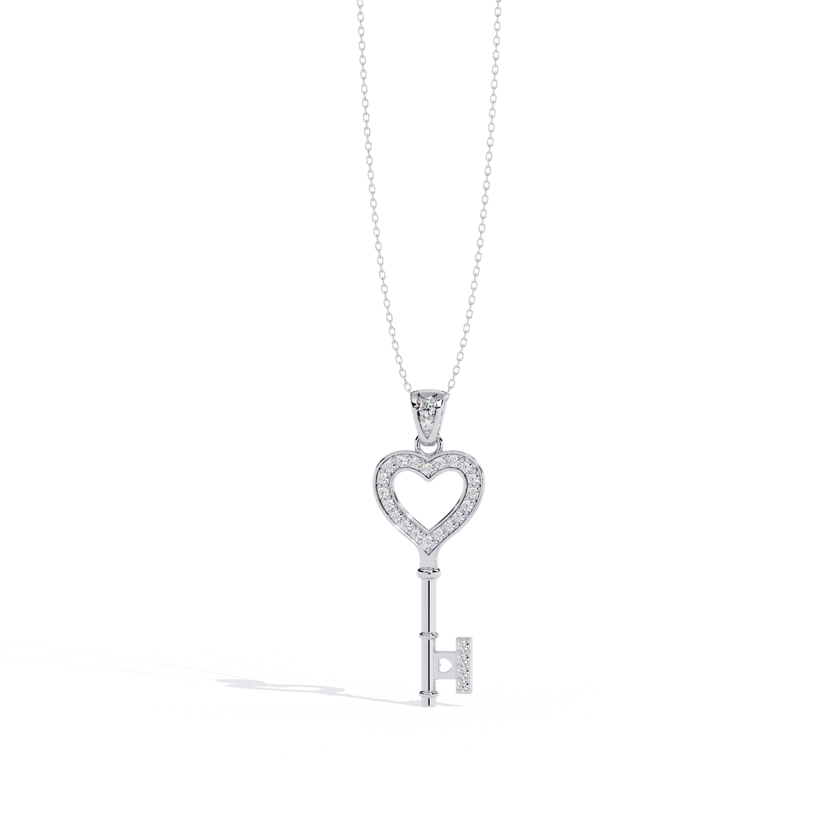 Diamond Heart-Key Pendant