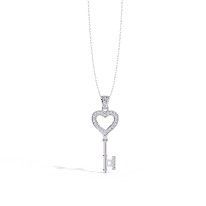 Diamond Heart-Key Pendant