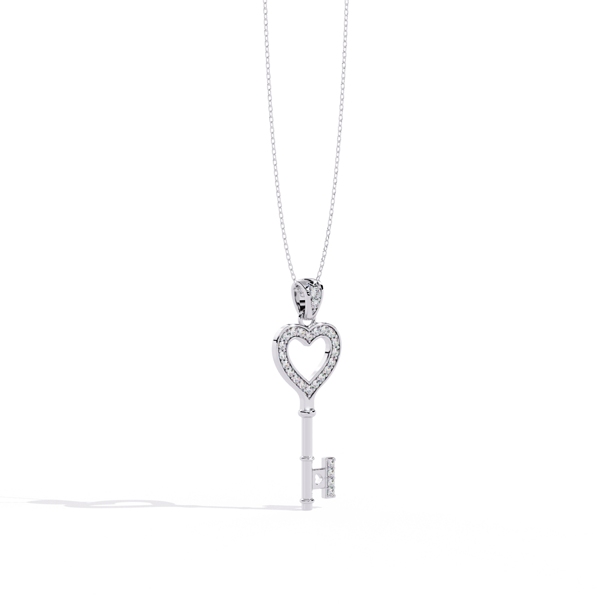 Diamond Heart-Key Pendant