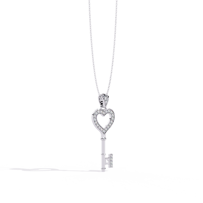 Diamond Heart-Key Pendant