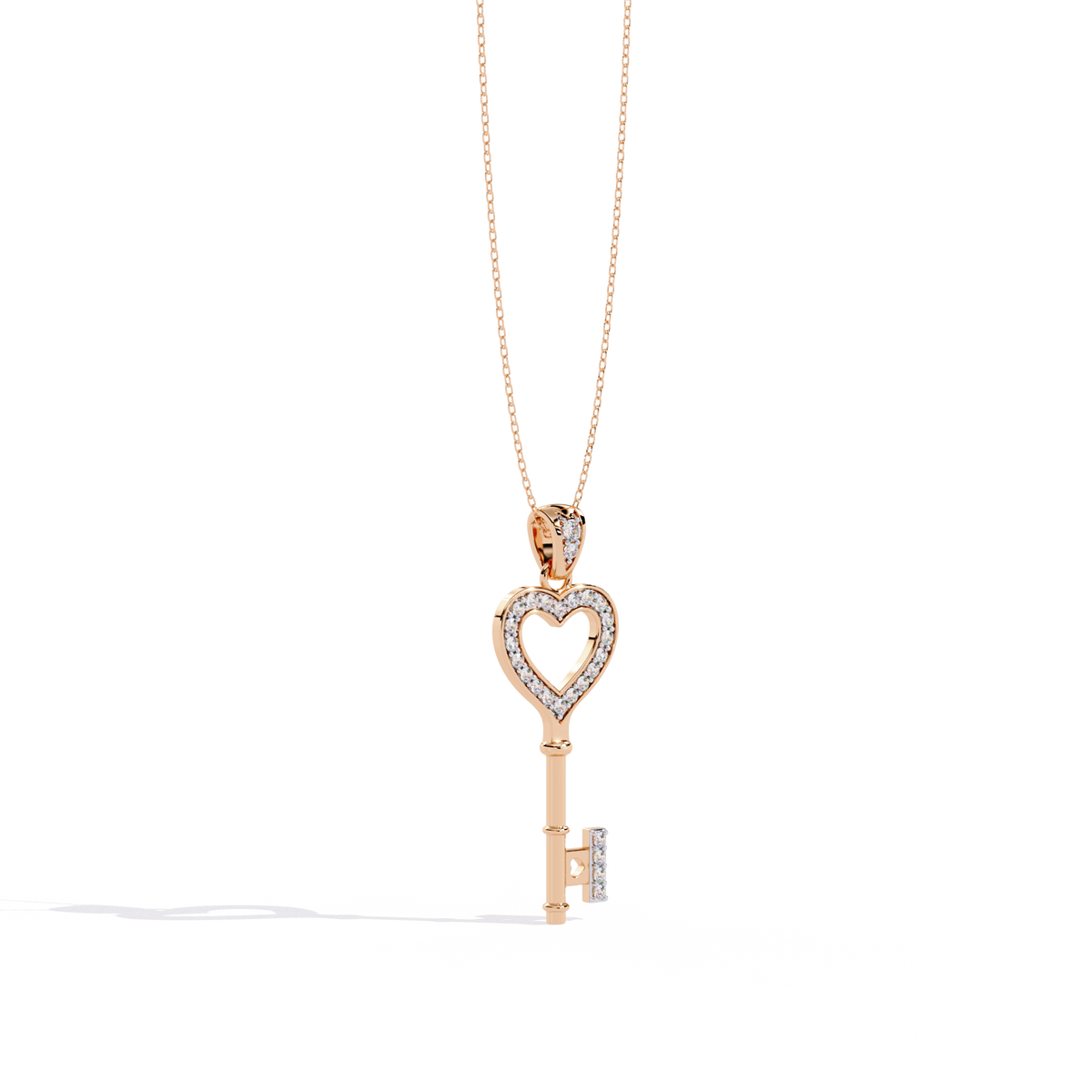 Diamond Heart-Key Pendant