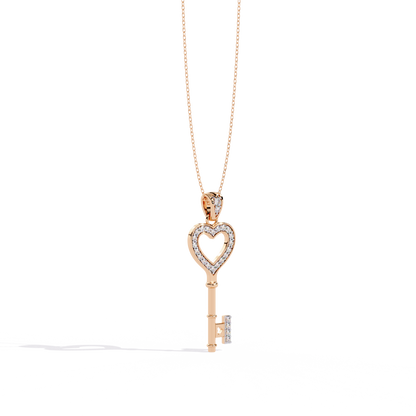 Diamond Heart-Key Pendant