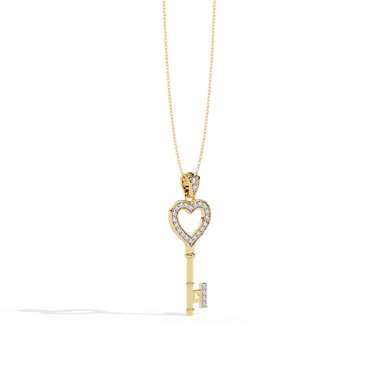 Diamond Heart-Key Pendant