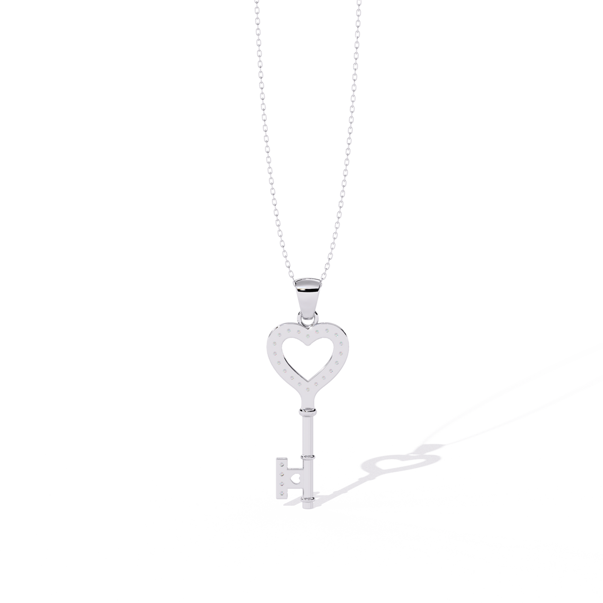 Diamond Heart-Key Pendant