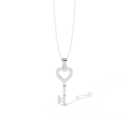 Diamond Heart-Key Pendant