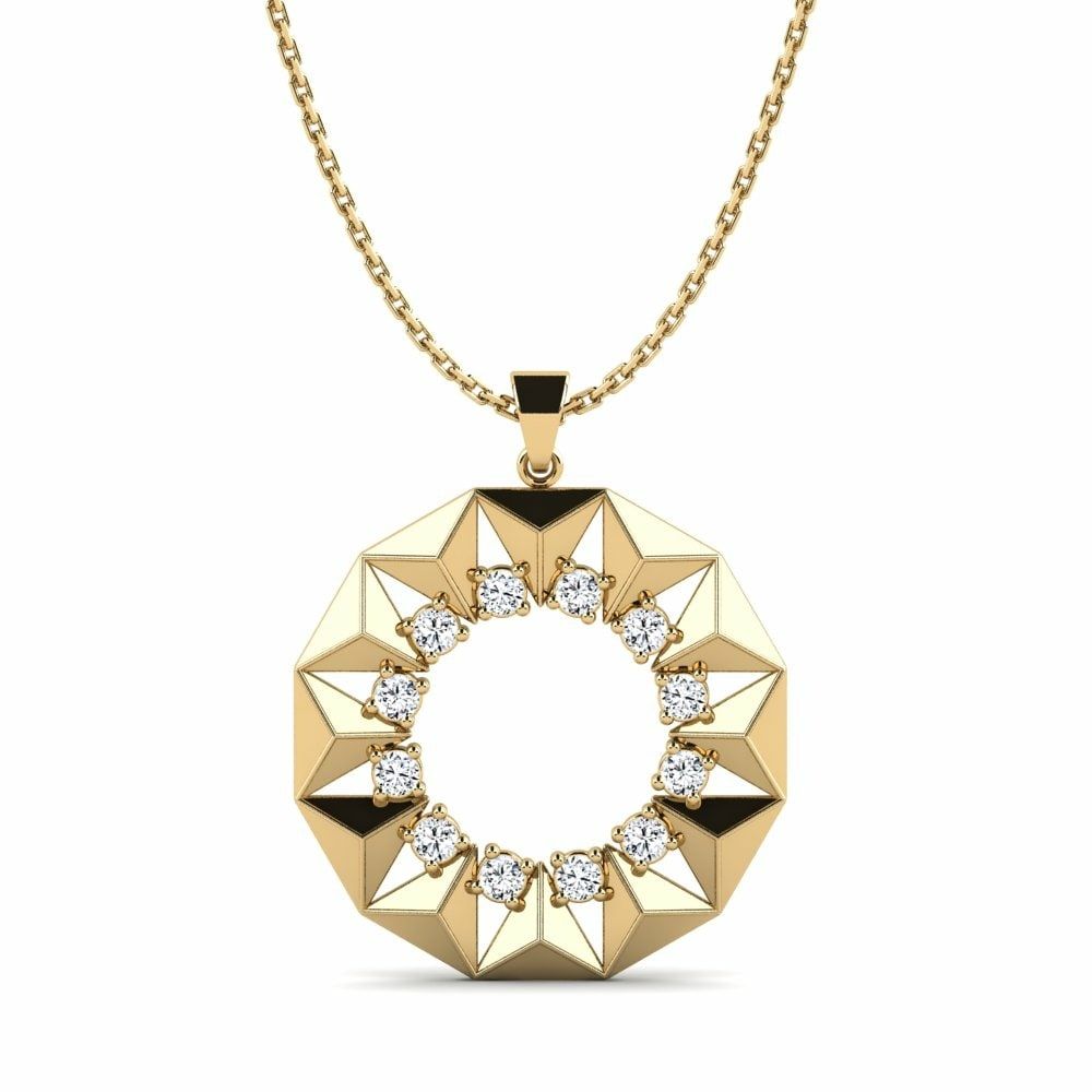 Geometric Sunburst Diamond Circle Pendant