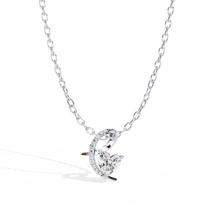 Sparkling Heart & Crescent Moon Diamond Necklace