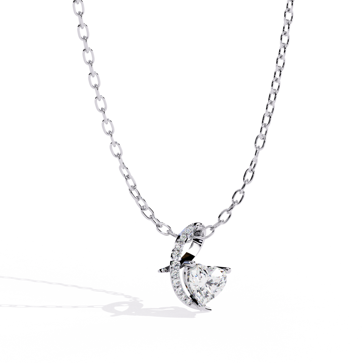 Sparkling Heart & Crescent Moon Diamond Necklace