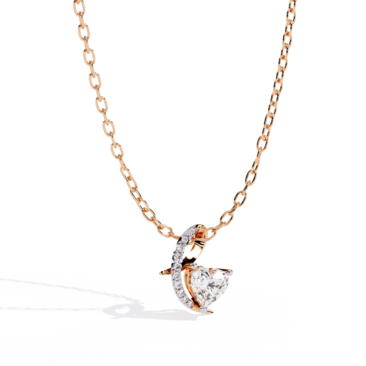 Sparkling Heart & Crescent Moon Diamond Necklace