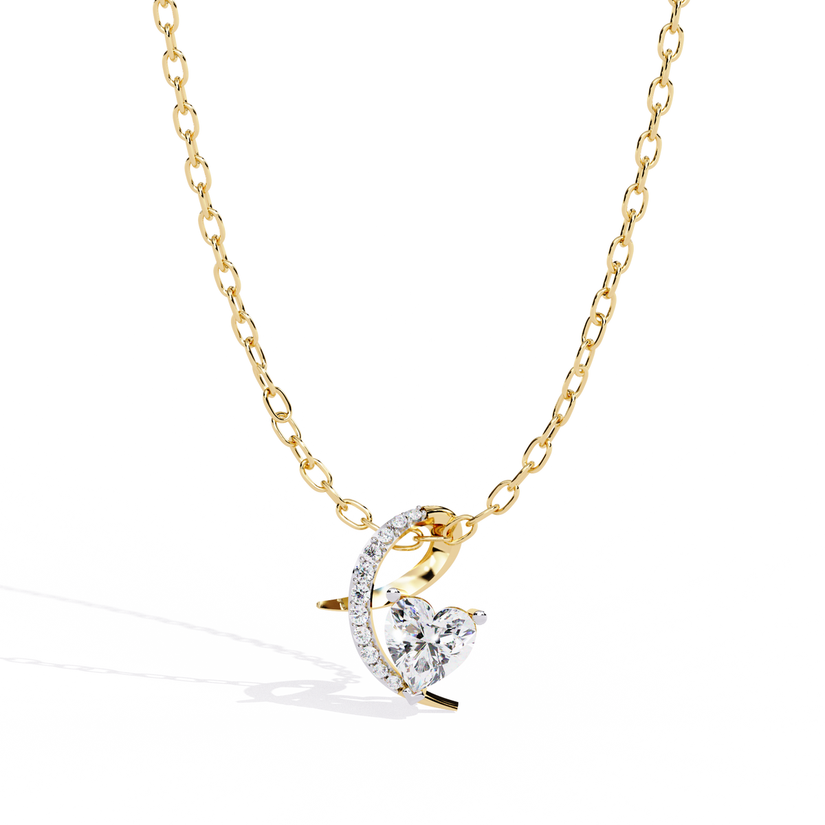 Sparkling Heart & Crescent Moon Diamond Necklace
