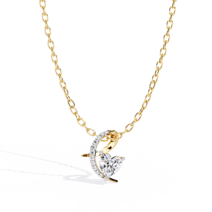 Sparkling Heart & Crescent Moon Diamond Necklace
