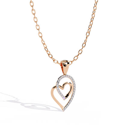 Silver & Diamond Double Heart Pendant