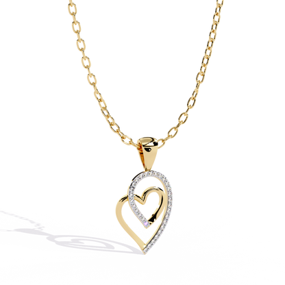 Silver & Diamond Double Heart Pendant