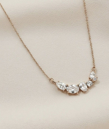 Curved Mixed-Cut Cluster Diamond Necklace