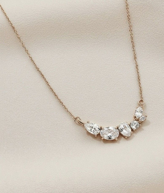 Curved Mixed-Cut Cluster Diamond Necklace