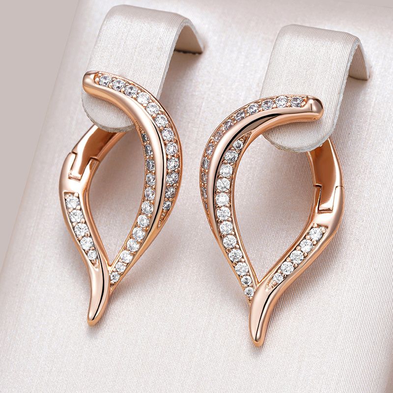 Elegant Rose Gold Open Teardrop Hoop Earrings