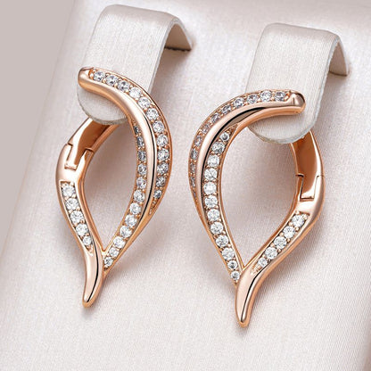 Elegant Rose Gold Open Teardrop Hoop Earrings
