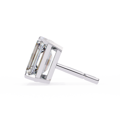 Emerald Cut Moissanite Studs