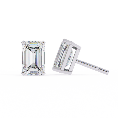 Emerald Cut Moissanite Studs