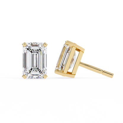 Emerald Cut Moissanite Studs
