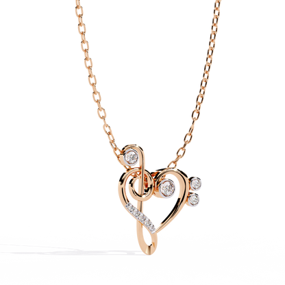 Silver Diamond Treble Clef & Bass Clef Heart Pendant