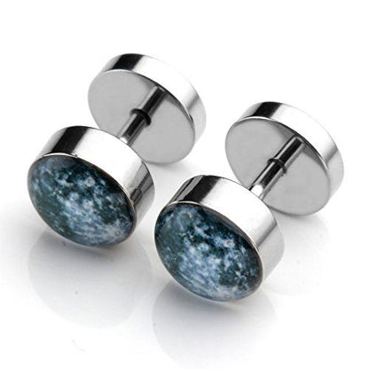 Blue Galaxy Mineral Stainless Steel Fake Plugs
