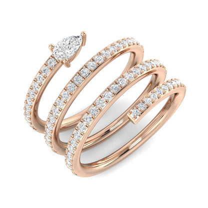 Multi-Row Pavé Diamond Bypass Ring