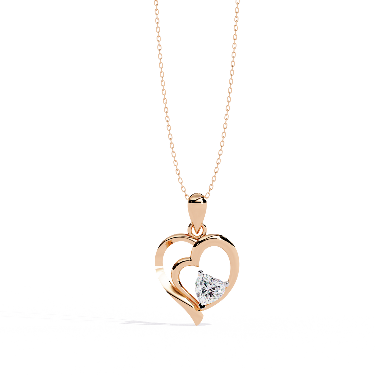 Double Heart Diamond Pendant