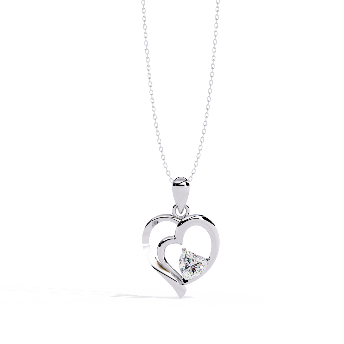 Double Heart Diamond Pendant