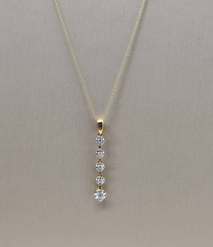 Vertical 5-Stone Diamond Drop Pendant Necklace