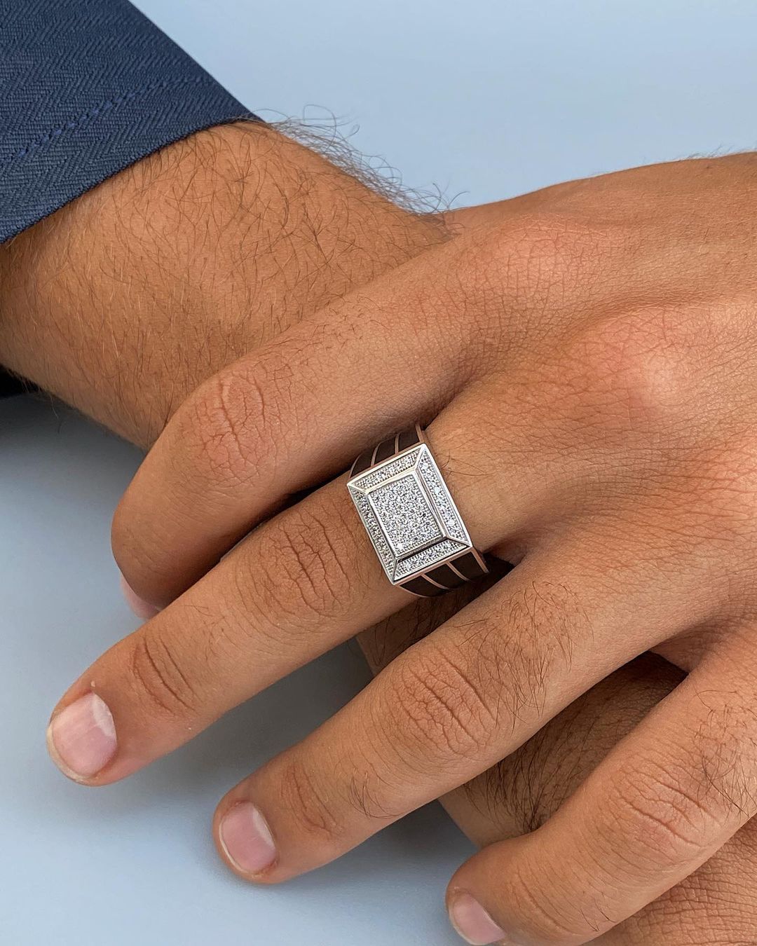 Men’s Geometric Diamond Signet Ring