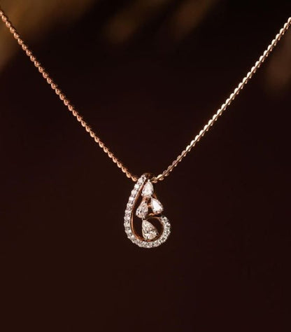 Elegant Rose Gold Diamond Teardrop Pendant Necklace