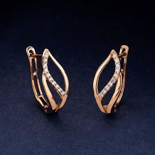 Elegant Wave Rose Gold Hoop Earrings