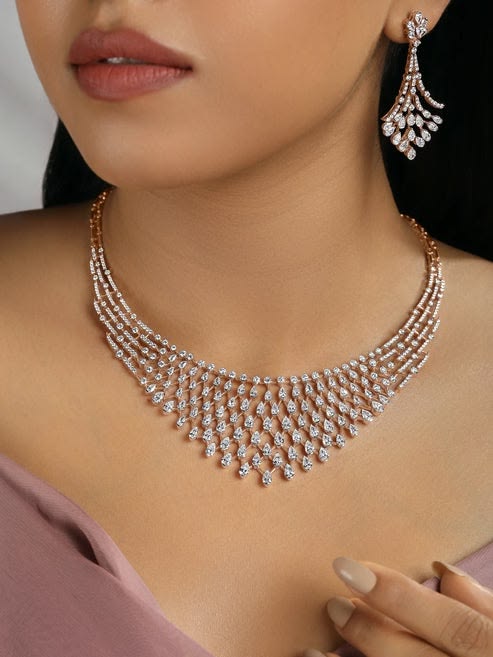 Elegant Diamond-Style Choker Necklace & Earring Set