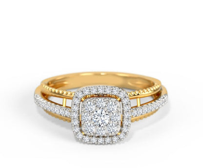 Exquisite Two-Tone Diamond Halo Cluster Ring
