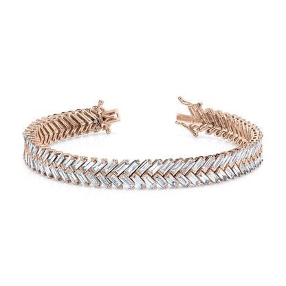 🌟 Sparkling Herringbone Baguette Diamond Bracelet 🌟