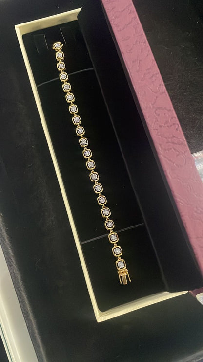 ✨ Gorgeous Yellow Gold Diamond Cushion-Link Tennis Bracelet ✨