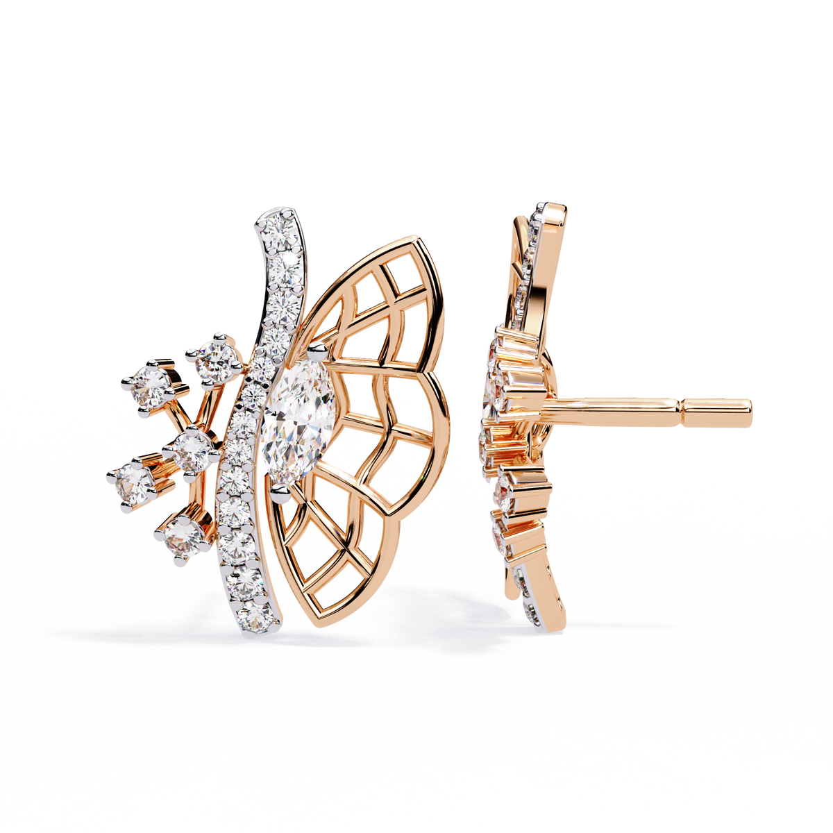 Enchanted Butterfly Diamond Stud Earrings