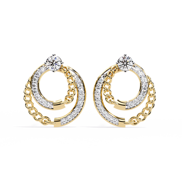 Double Hoop Chain Drop Stud Earrings