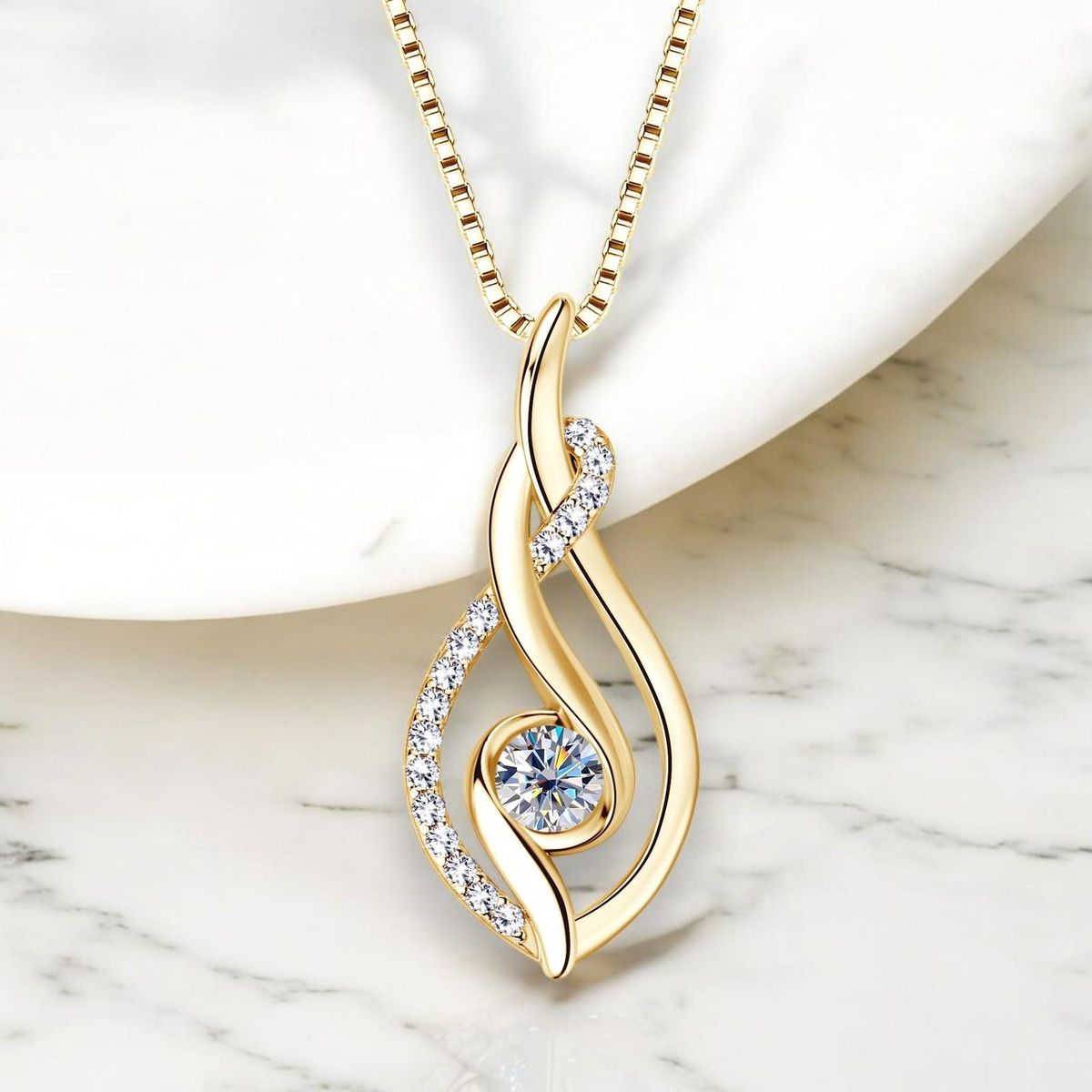 Elegant Twisting Infinity Wave Pendant Necklace